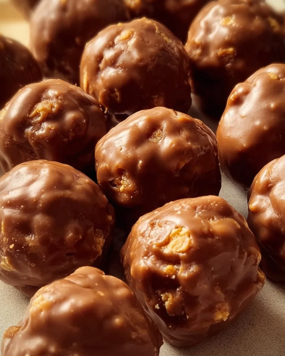 Healthy Butterfinger Bliss Balls snack made with peanut butter and chocolate
