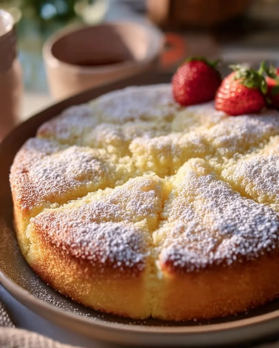 Delicious slice of French Butter Cake with golden crust and buttery texture