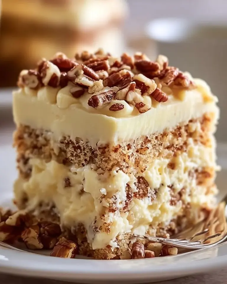 Moist and delicious Preacher Cake slice served on a plate.