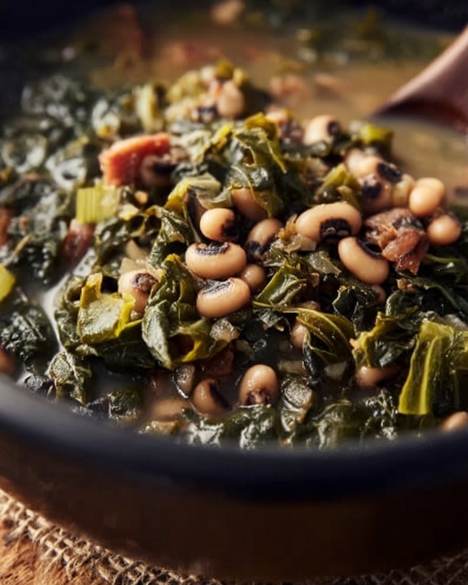 Crockpot Black Eyed Peas and Collard Greens