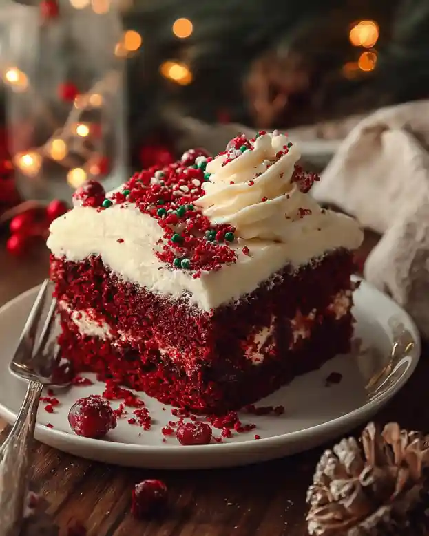 Christmas Red Velvet Poke Cake