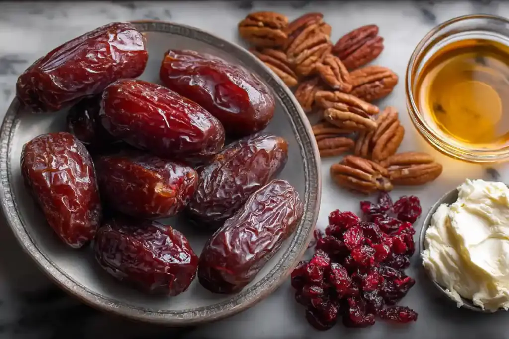 Cranberry Pecan Cream Cheese Stuffed Dates