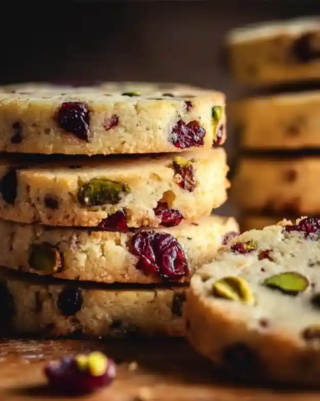 Cranberry Pistachio Shortbread Cookies