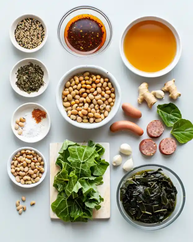 Crockpot Black-Eyed Peas and Collard Greens