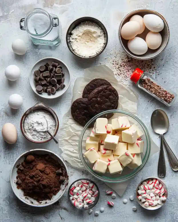 Fudgy Dark Chocolate Cookies with White Chocolate Peppermint Centers