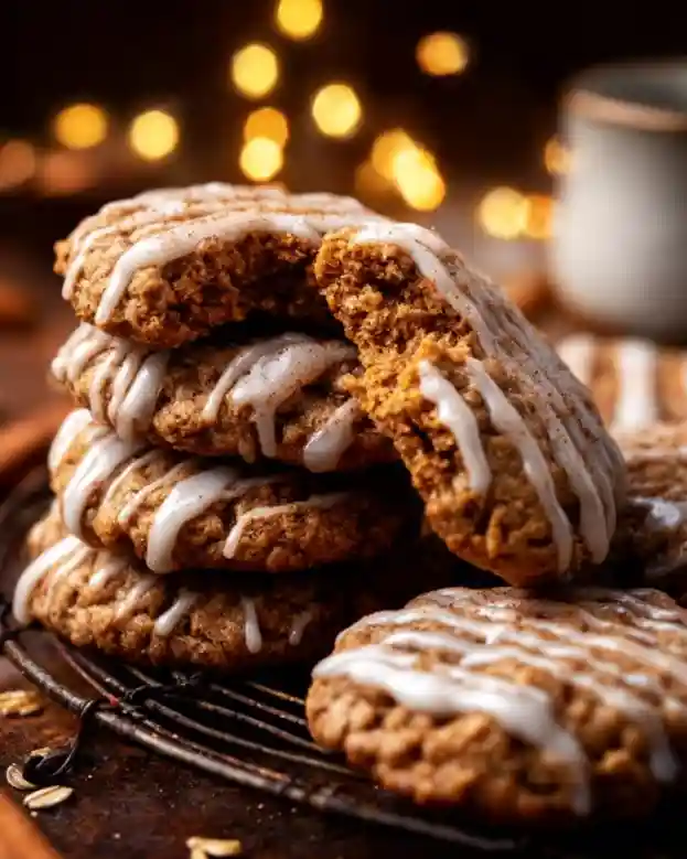 Iced Gingerbread Oatmeal Cookies