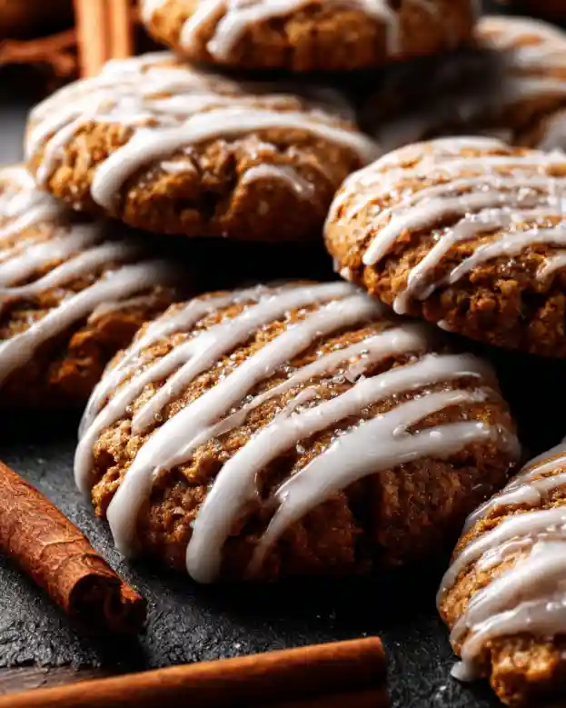 Iced Gingerbread Oatmeal Cookies