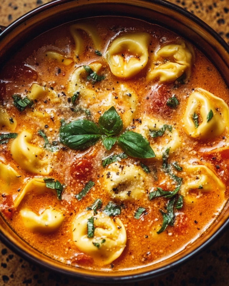 Crockpot Creamy Tomato Tortellini Soup