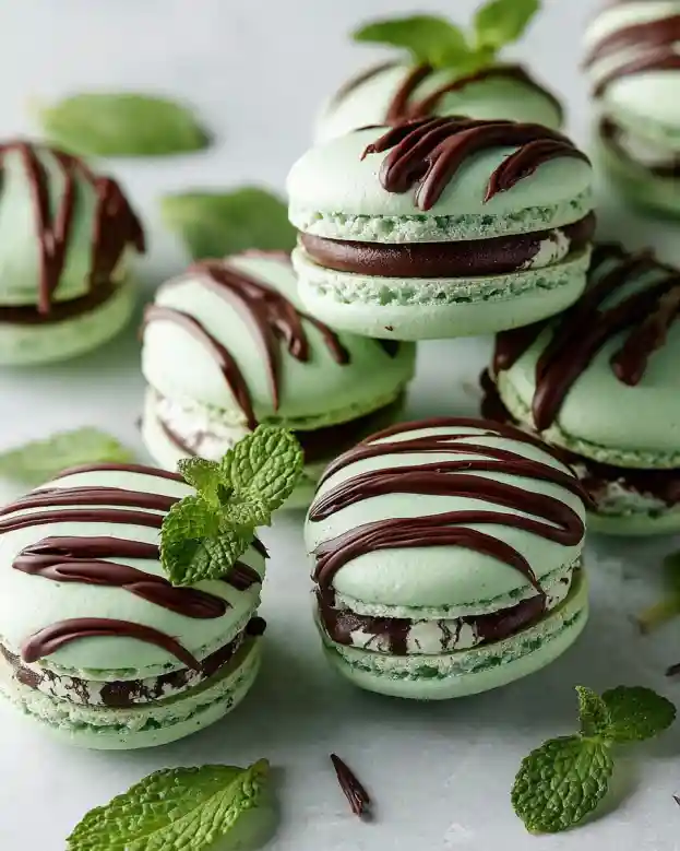 Mint Chocolate Macarons