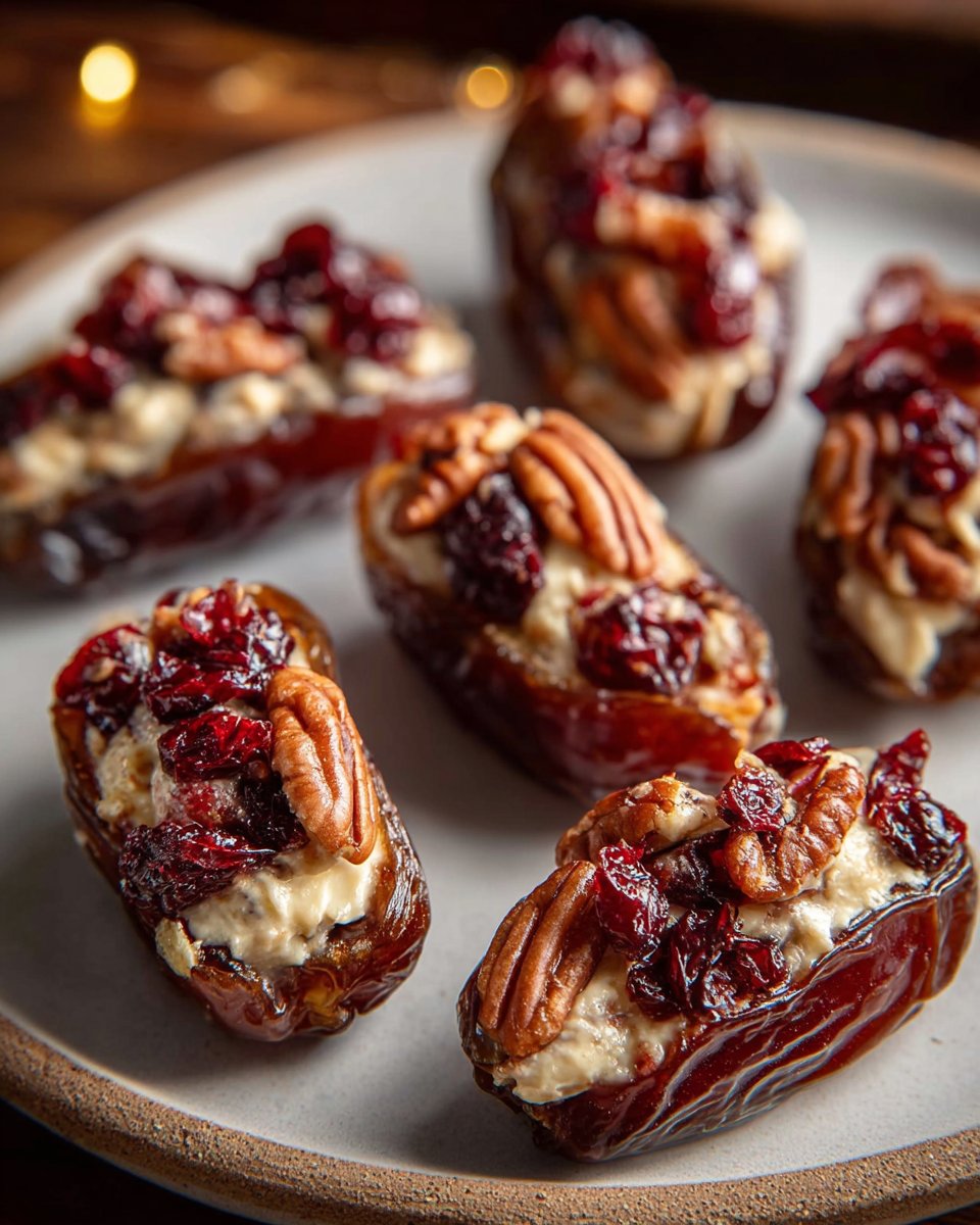 Cranberry Pecan Cream Cheese Stuffed Dates