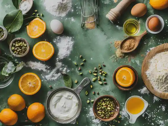 Orange Cardamom Pistachio Tea Cake