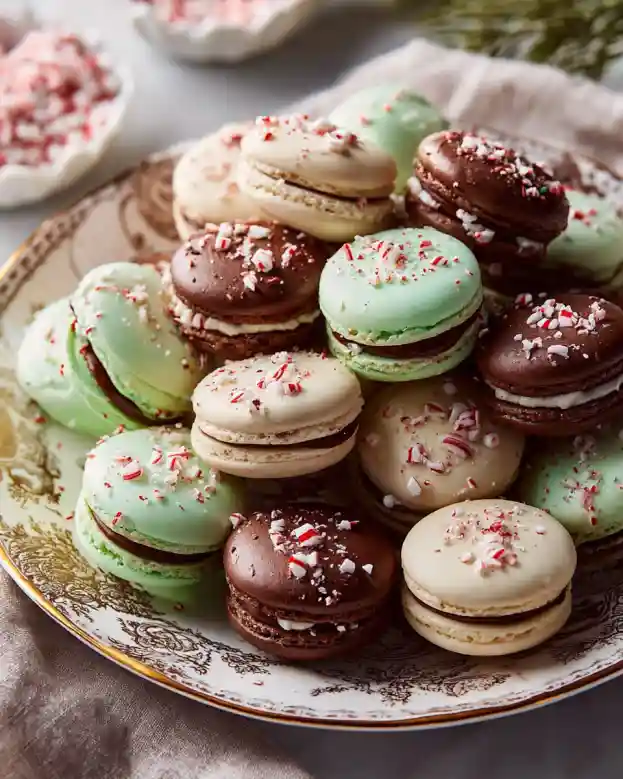 Peppermint and Chocolate Macarons