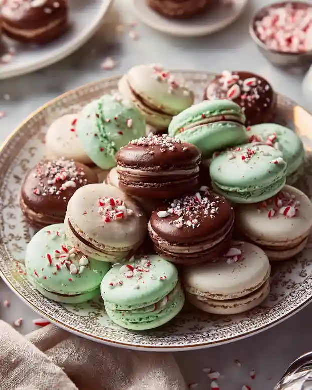 Peppermint and Chocolate Macarons
