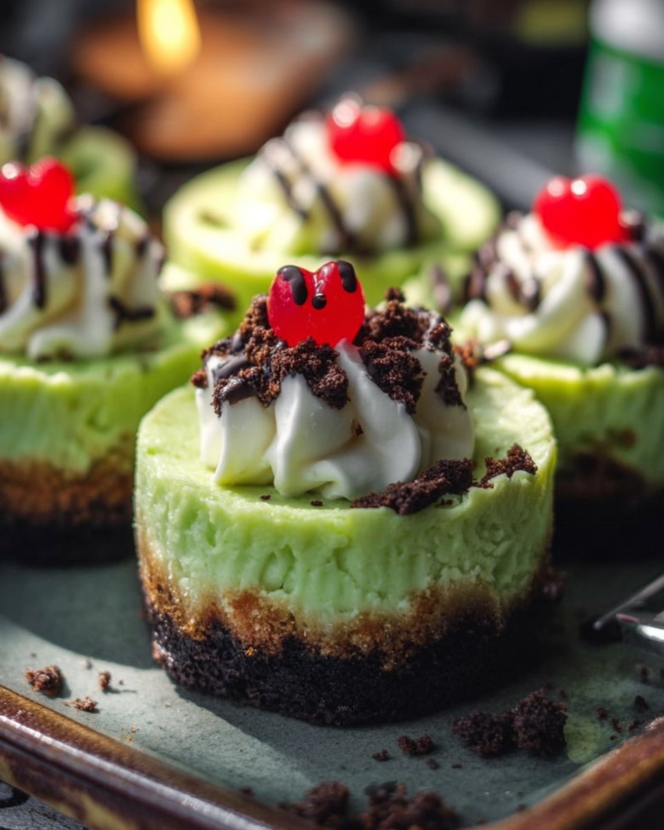 Grinch Mini Cheesecakes