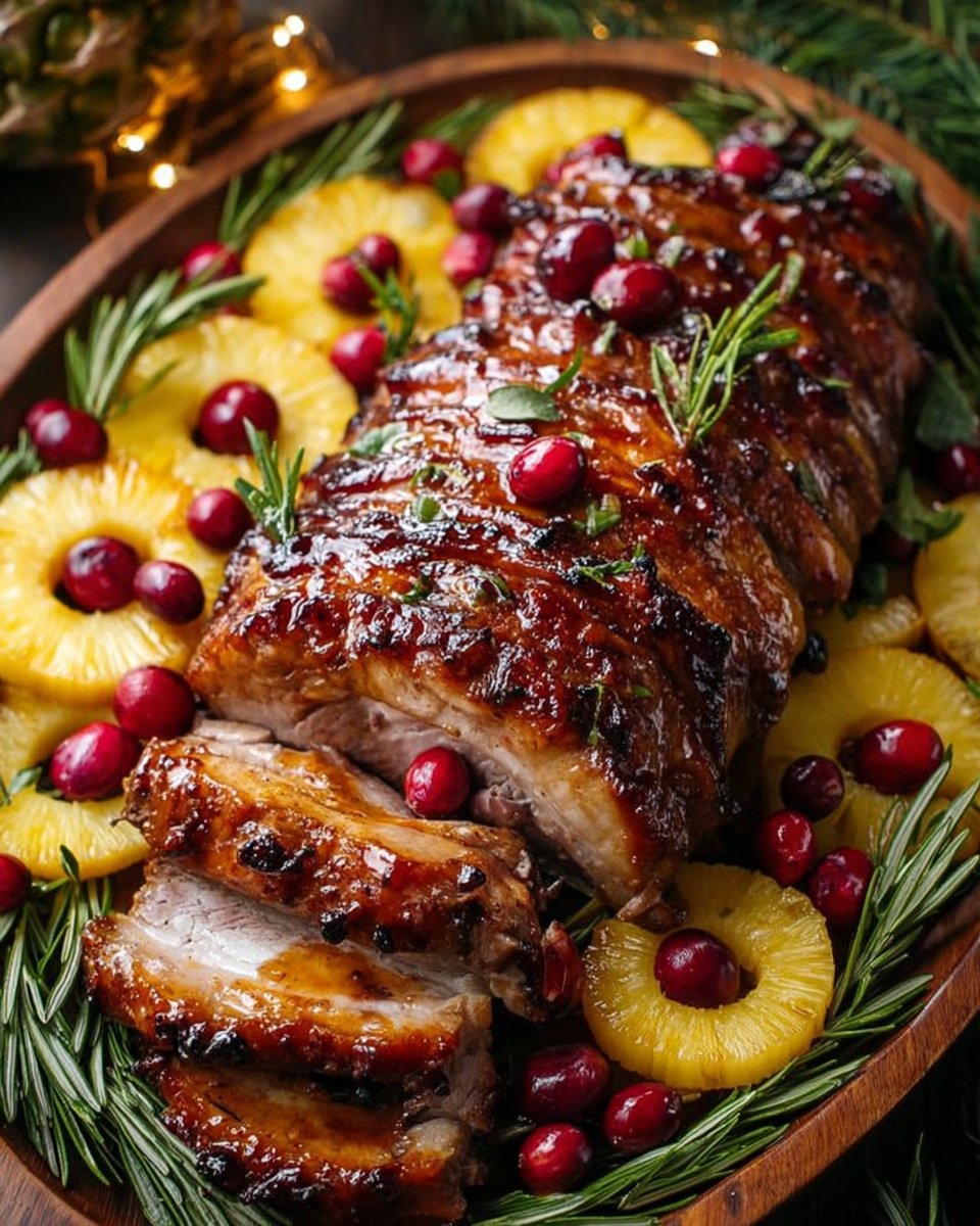 Glazed Ham Leg with Pineapple and Honey