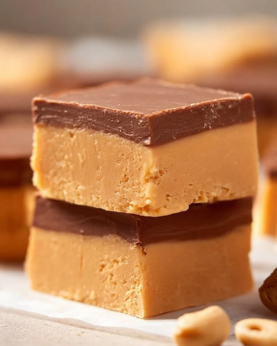 Delicious homemade Buckeye Fudge with chocolate and peanut butter layers