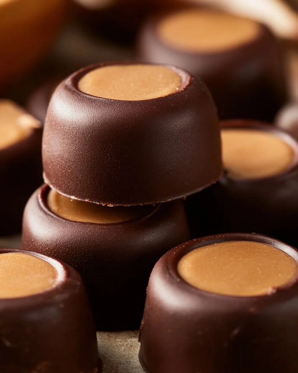 Delicious homemade Buckeyes sweets on a decorative plate.