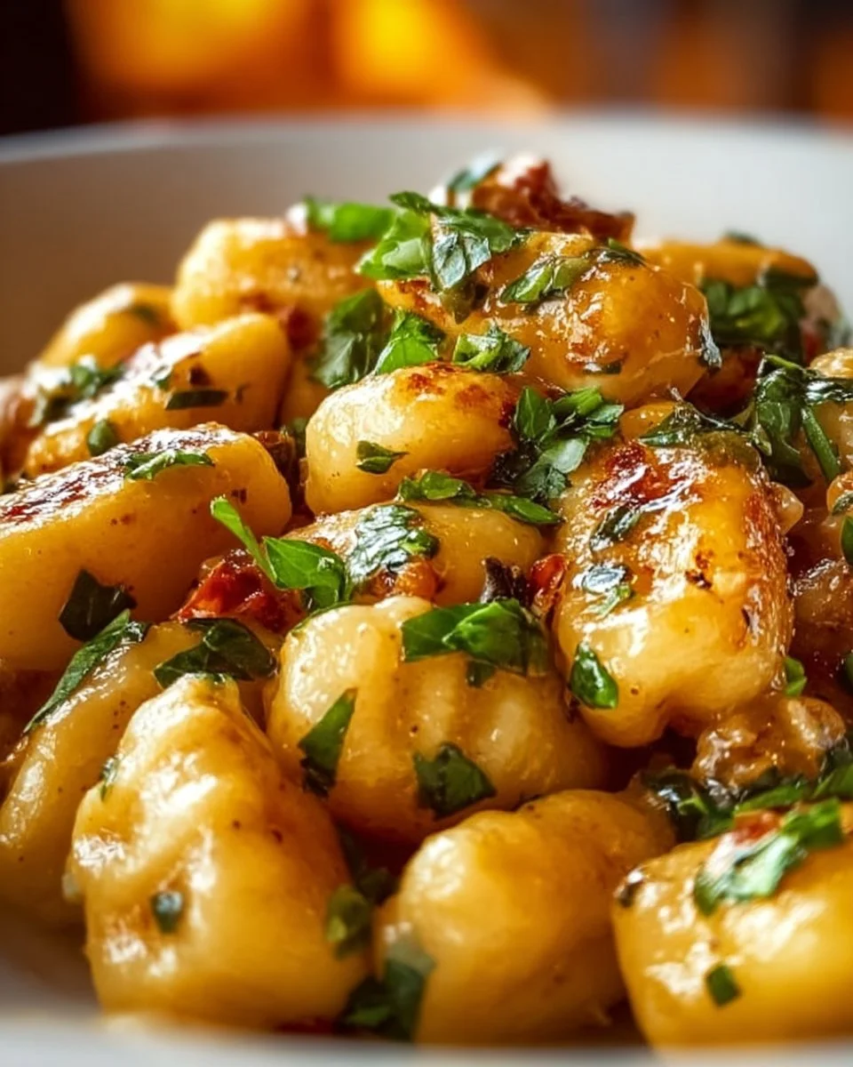 Delicious Cajun Chicken Gnocchi served in a creamy sauce with herbs