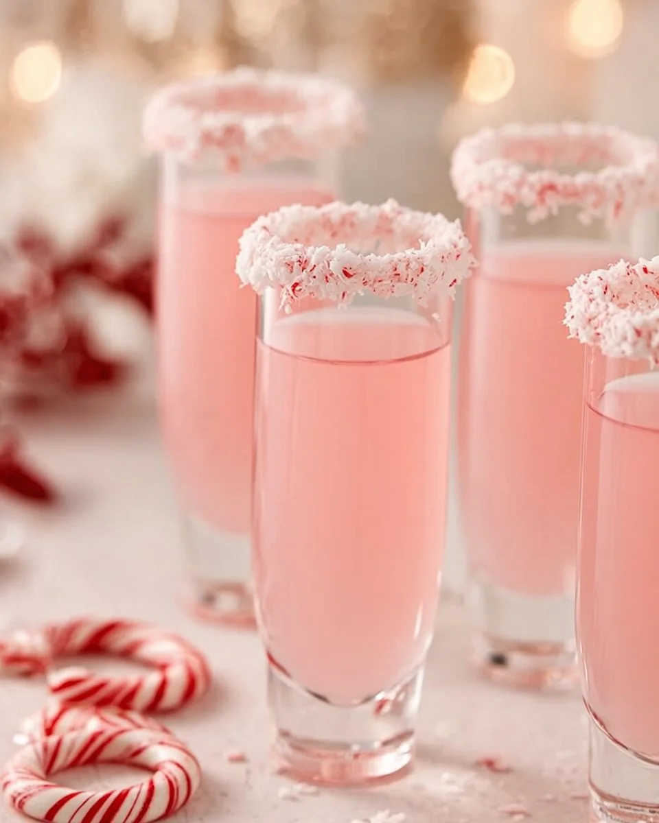 Festive Candy Cane Shots for holiday celebrations