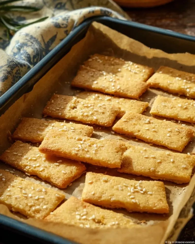 Cheese-y chickpea flour crackers served on a platter