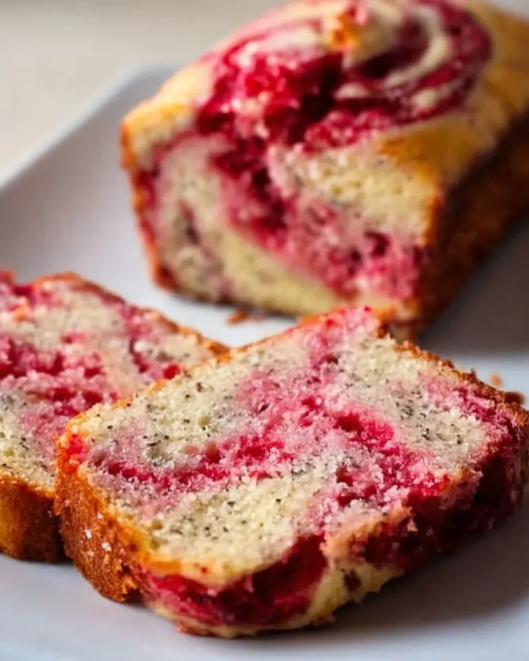 Freshly baked Cherry Almond Bread with cherries and almonds on a wooden cutting board