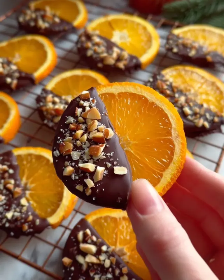 Delicious chocolate-dipped oranges on a plate, perfect for dessert.