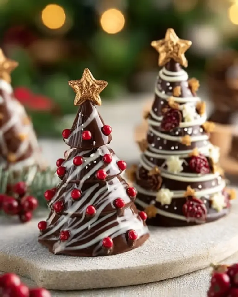 Decorative Christmas chocolate trees for festive celebrations