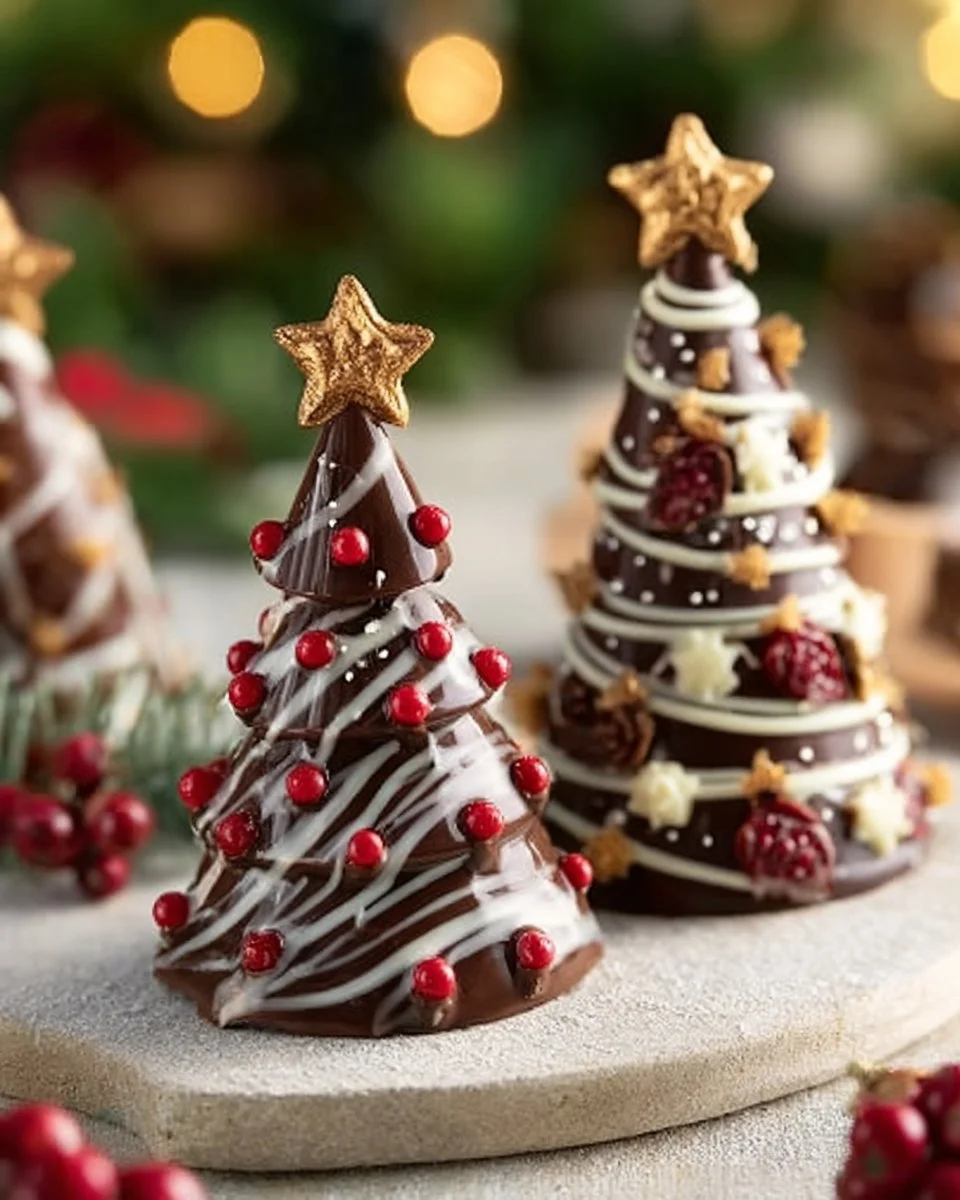 Decorative Christmas chocolate trees for festive celebrations