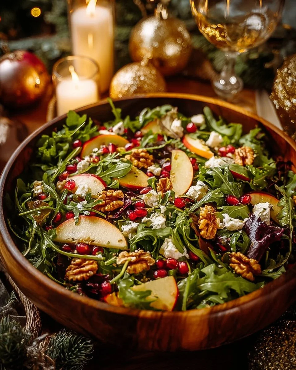 Festive Christmas Salad featuring seasonal ingredients for holiday meals.