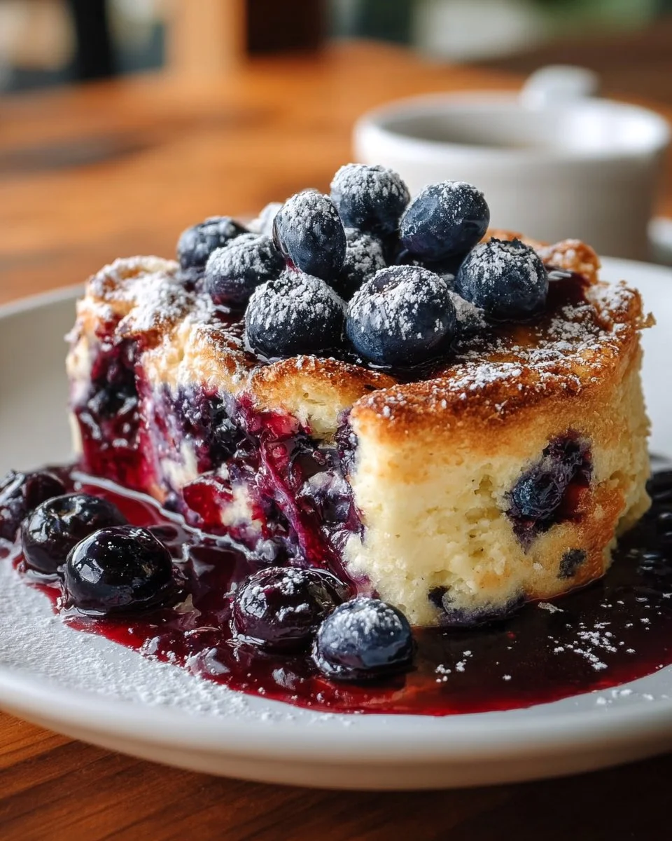 Delicious Cottage Cheese Blueberry Bake fresh out of the oven