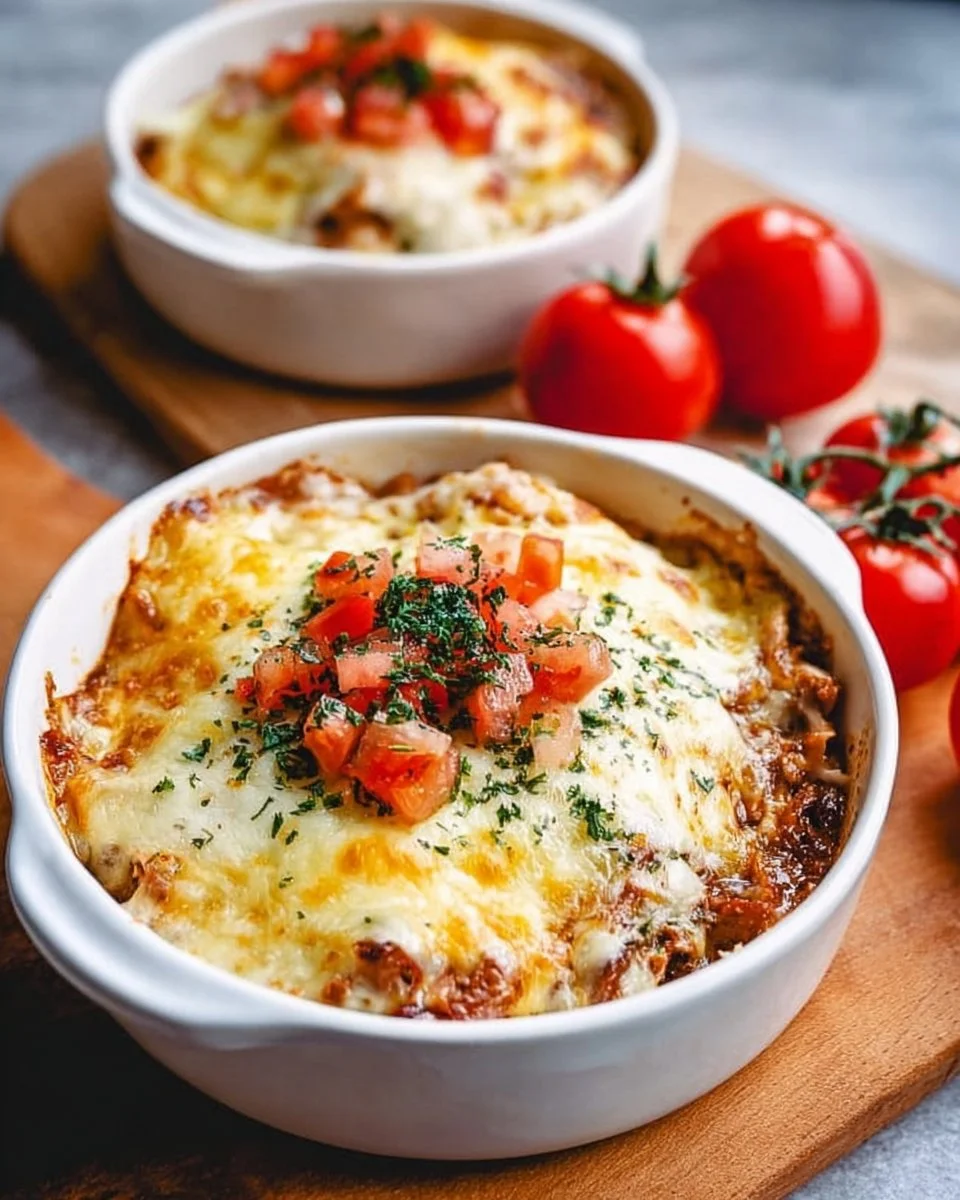 Delicious Cottage Cheese Lasagna Bowl topped with fresh herbs