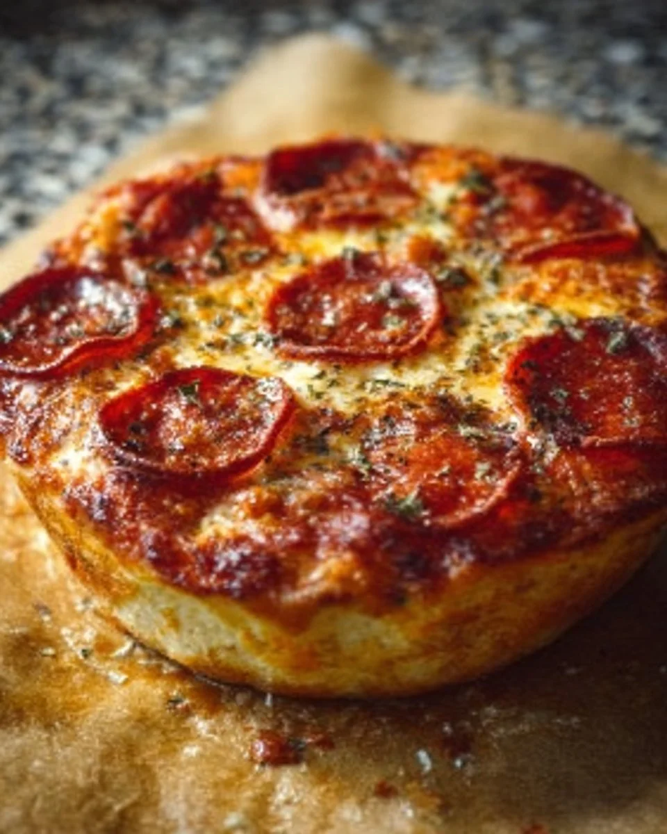 Cottage Cheese Pizza Bowl topped with fresh ingredients and cheese