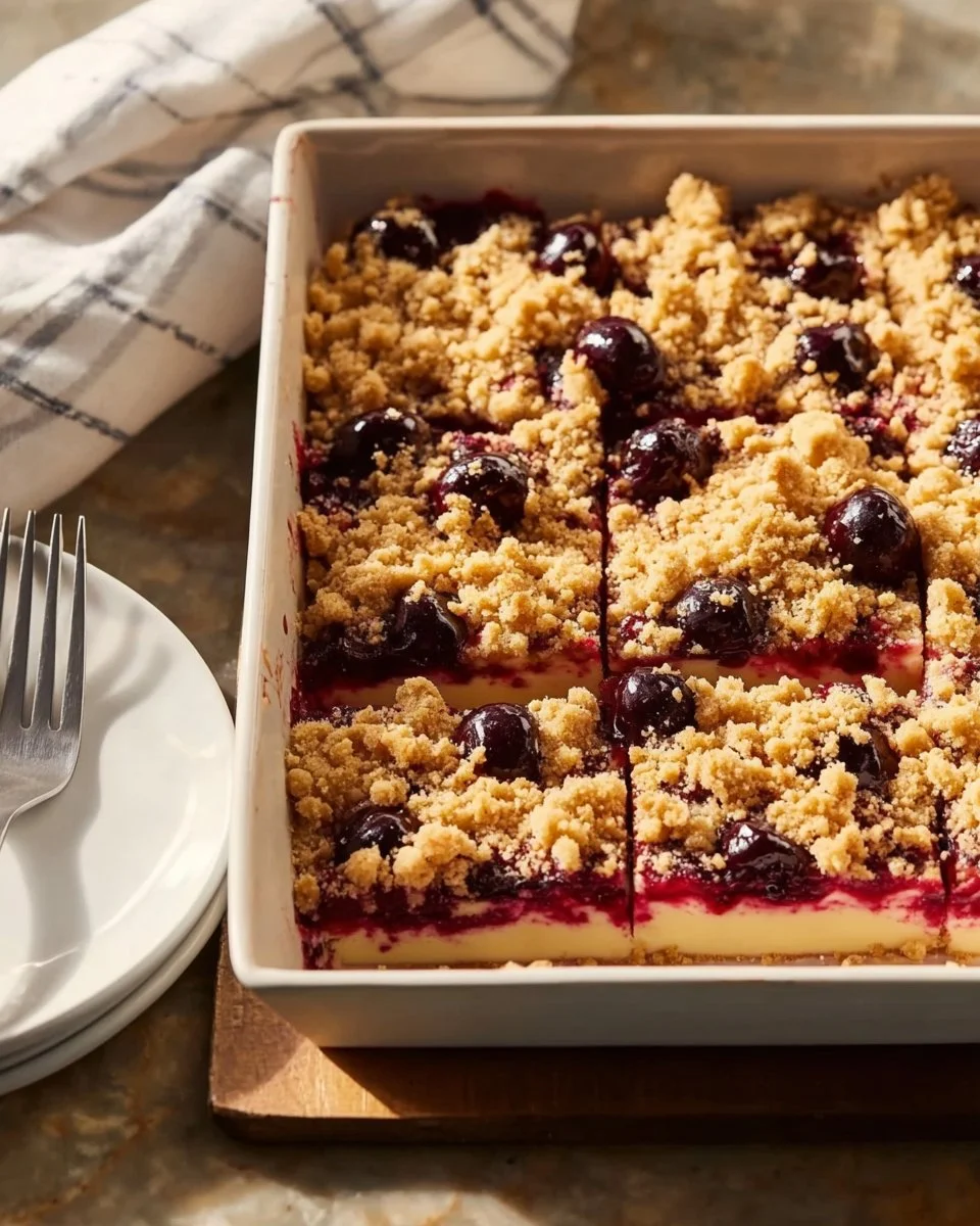 Creamy cranberry orange crumb bars with a buttery crumb topping