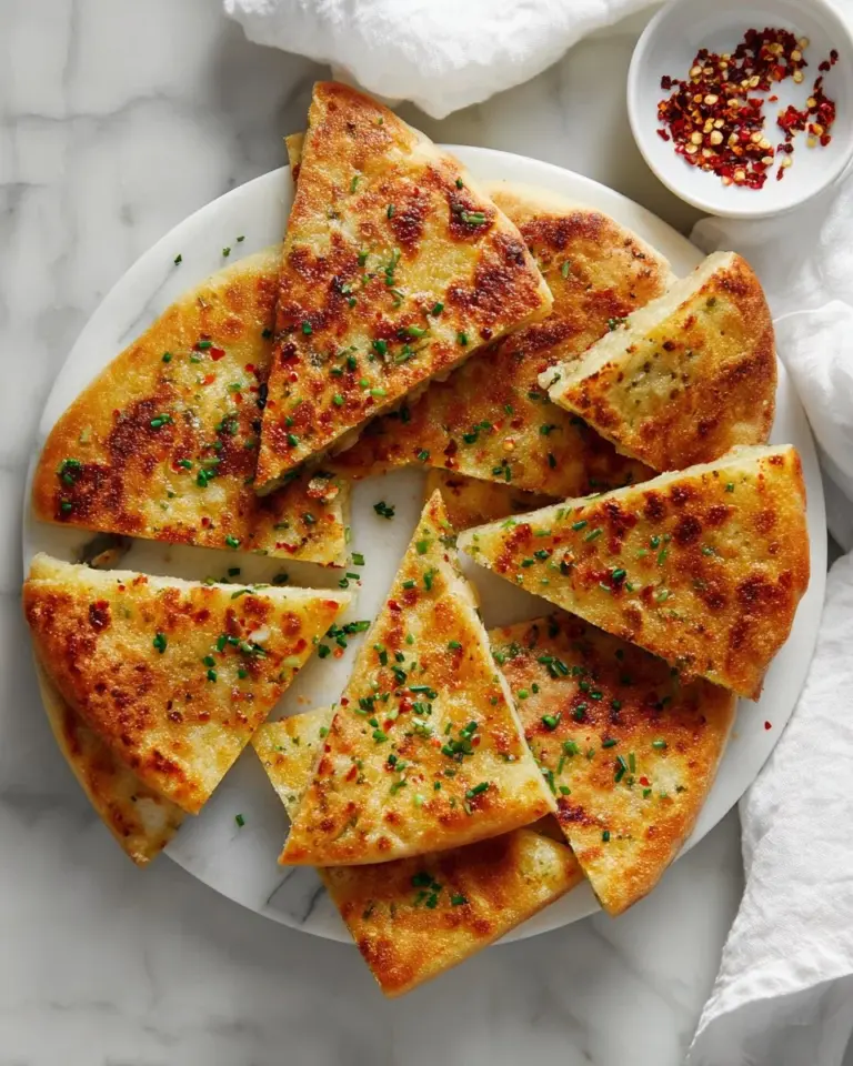 Crispy Socca - a golden chickpea pancake served with herbs.