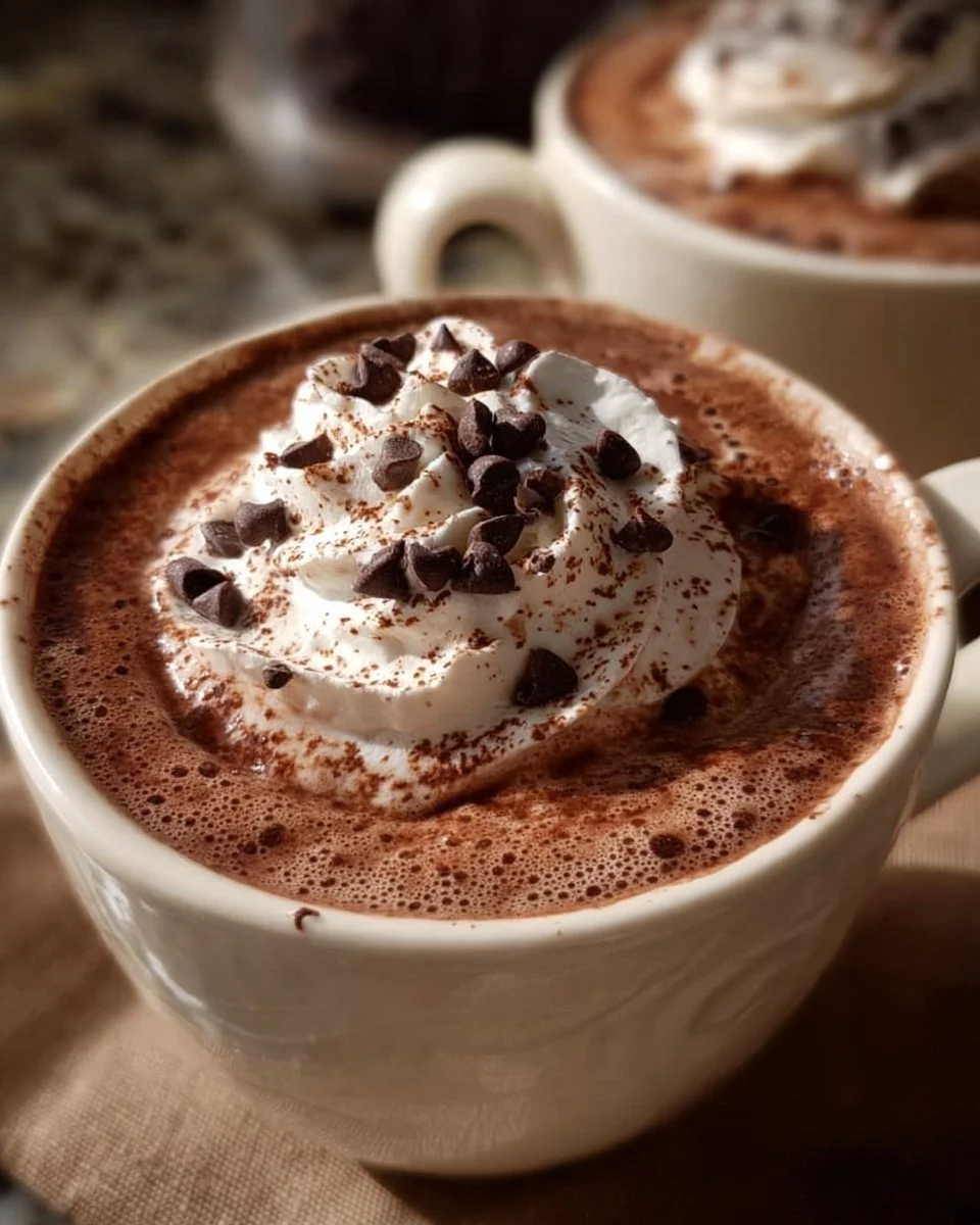 Crock Pot Hot Chocolate served in a mug with whipped cream and chocolate shavings