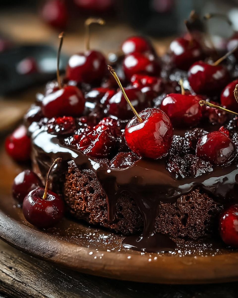 Chocolate Cherry Upside Down Cake