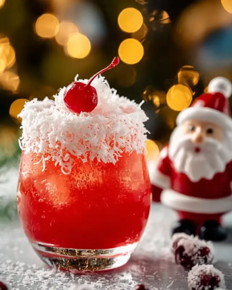 A refreshing Dirty Santa Cocktail served with festive garnishes for holiday celebrations.