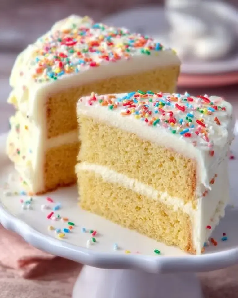 Beautifully decorated Dream Cake with vibrant frosting and fresh fruits