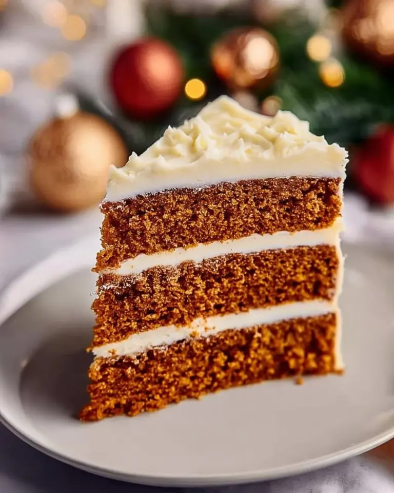 Easy Christmas gingerbread cake decorated with icing and spices