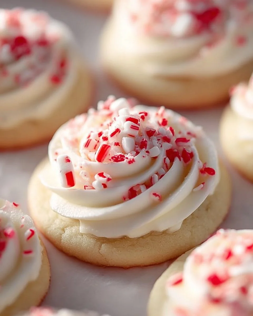 Easy Christmas peppermint sugar cookies on a festive holiday plate