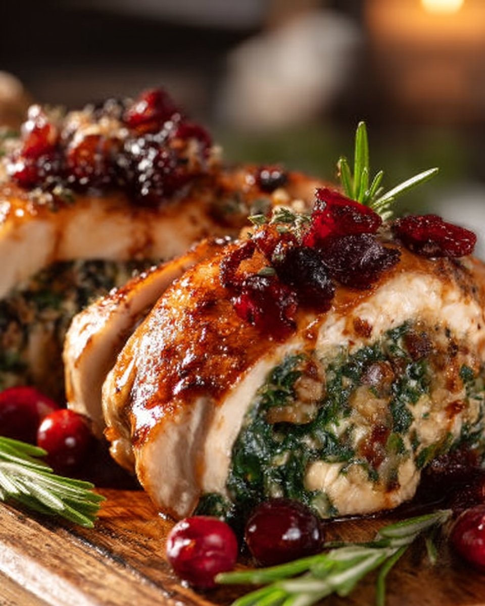 Spinach & Cranberry Stuffed Chicken Breasts