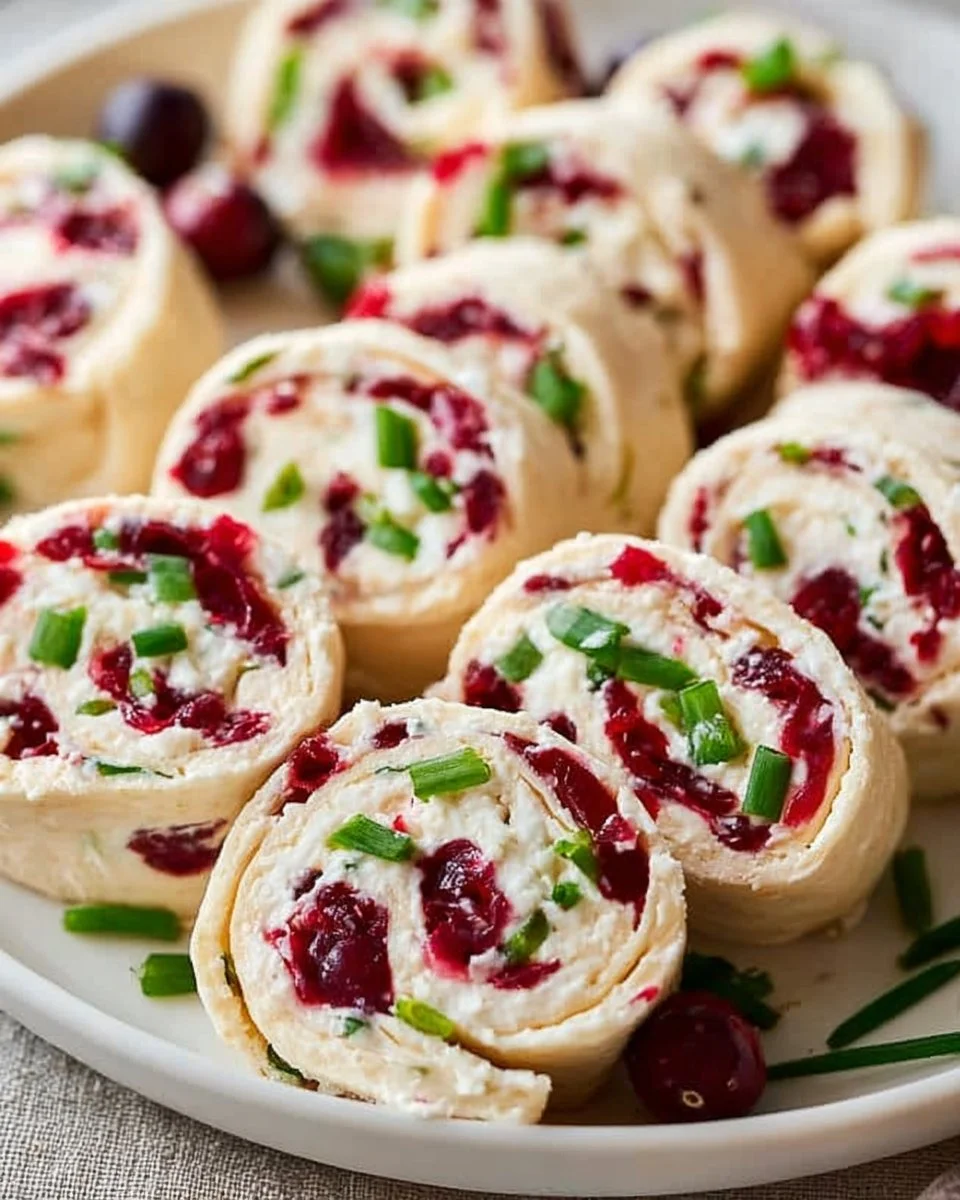 Festive Christmas Cranberry Roll Ups on a festive table setting