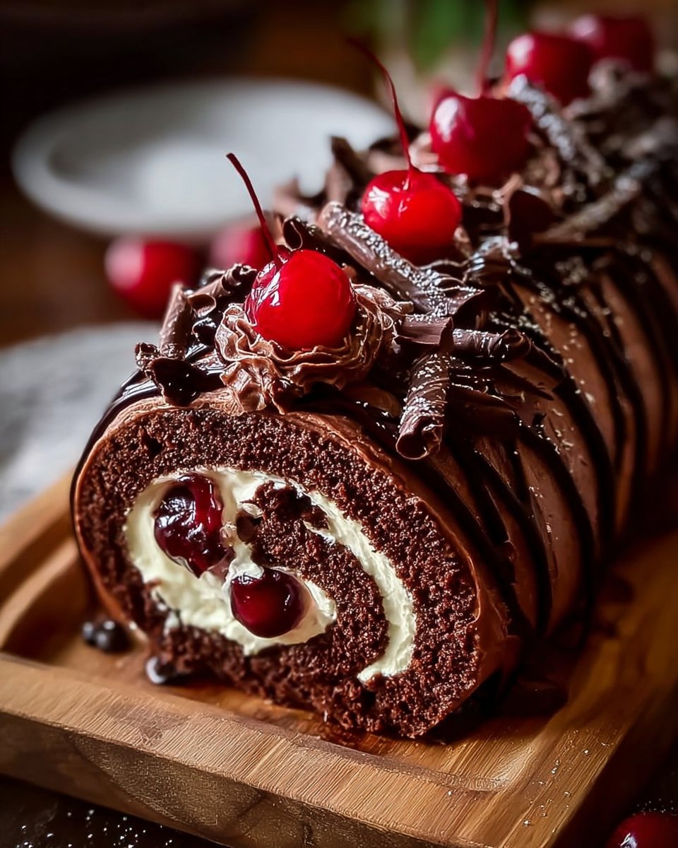 Elegant Black Forest Cake Roll