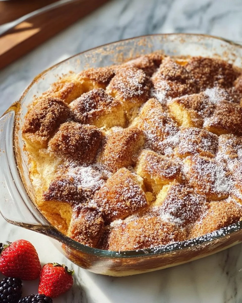 Delicious French Toast Brioche Casserole baked to golden perfection