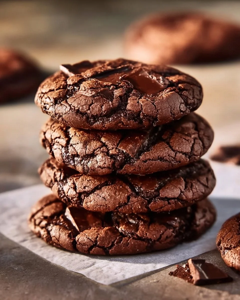 Fudgy brownie cookies with chocolate chunks and a rich texture