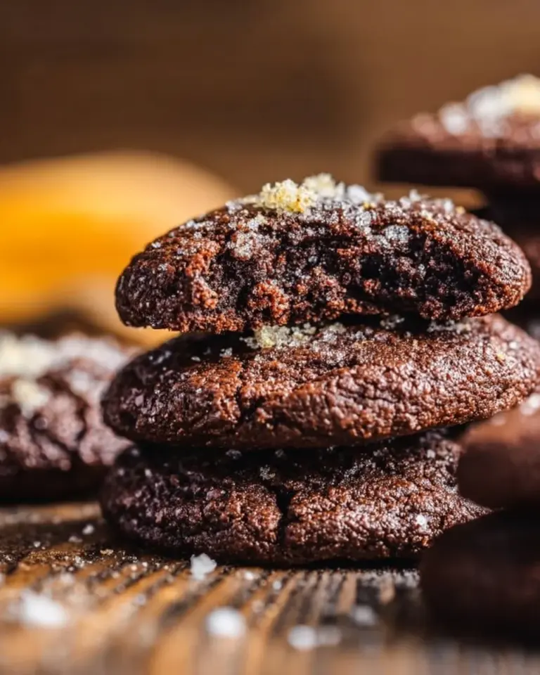 Fudgy orange chocolate cookies with a vibrant orange flavor and rich chocolate chips.