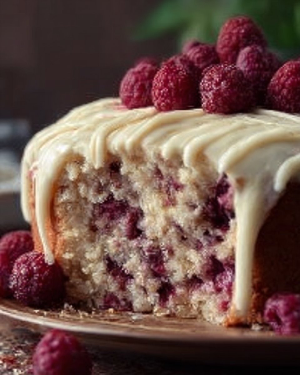 White Chocolate Raspberry Poke Cake