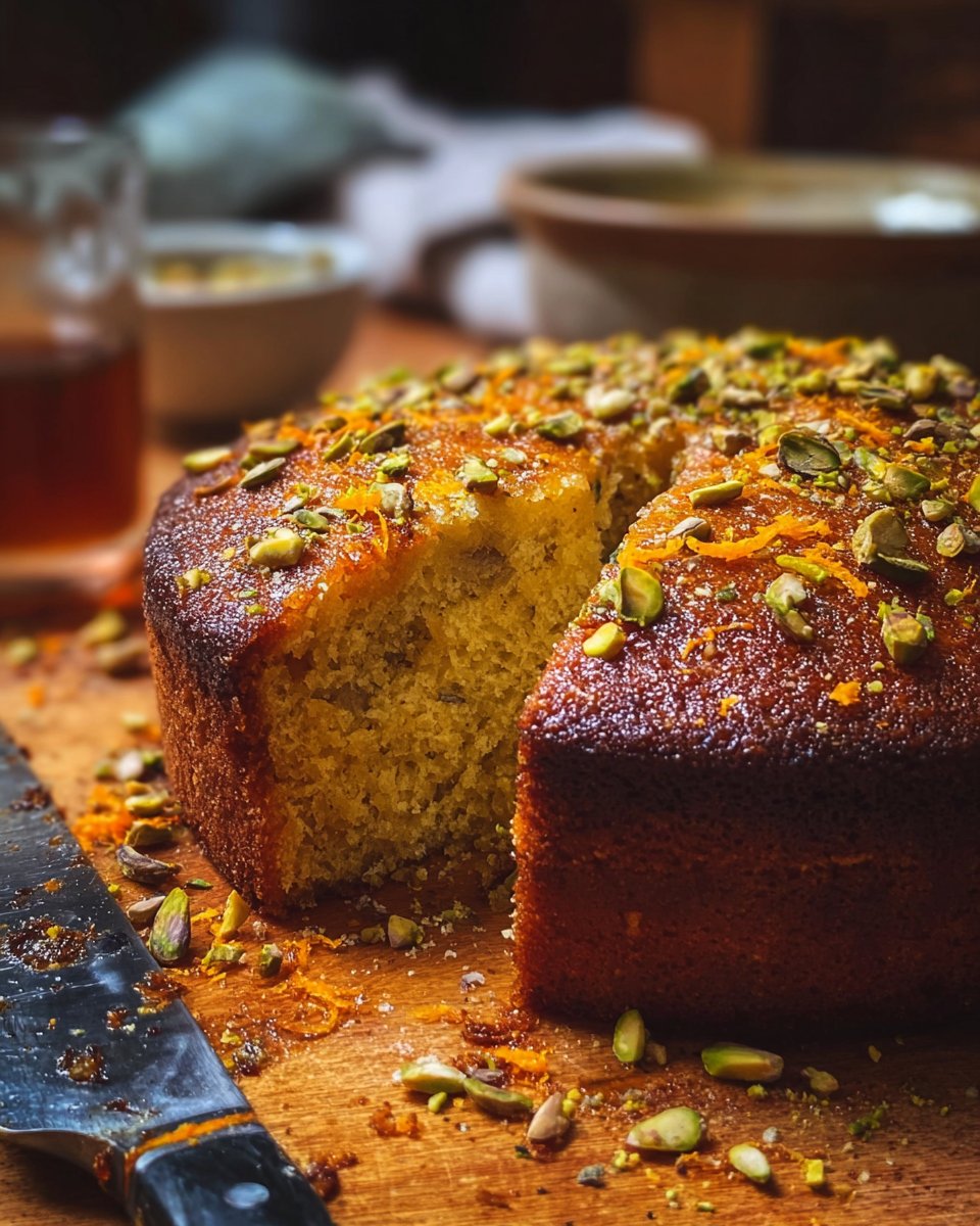Orange Cardamom Pistachio Tea Cake