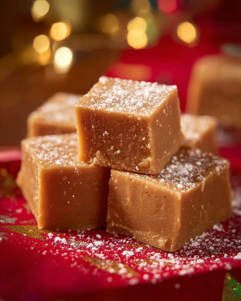Delicious gingerbread fudge topped with festive decorations
