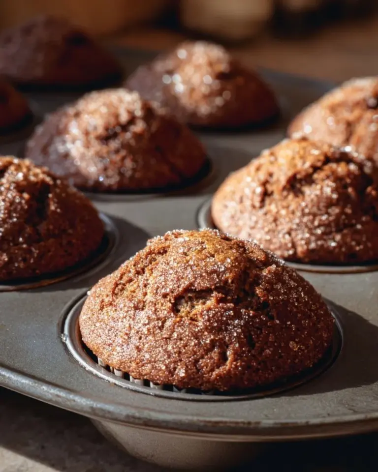 Freshly baked gingerbread muffins topped with icing and spices